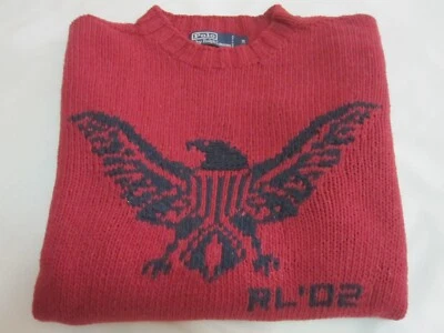 Vintage Polo Ralph Lauren Intarsia Eagle RL'02 Hand Knit Sweater (Red | Medium) - Image 1 of 4