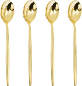 180Pcs Gold Plastic Spoons, Disposable Heavy Duty Plastic Spoons, Heavyweight Pl - Picture 1 of 9