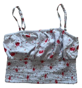 Billabong After Hours Blue Floral Smocked Cami Crop Top Women's Size S Excellent - Picture 1 of 8