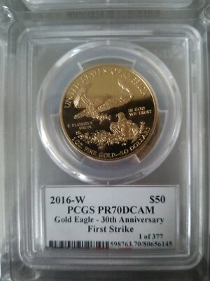 2016 $50 Gold Eagle PR70DCAM Moy 1 of 377 - Image 1 of 2