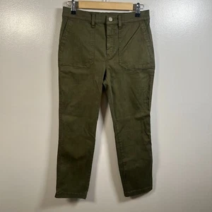 J. Crew Vintage Straight Cargo Utility Pants Size 28 Green High Rise Cropped - Picture 1 of 13