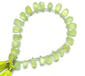 Cuentas en forma de lágrima corte pepita prehnita gema natural 8" suministros de joyería 86 quilates - Imagen 1 de 4