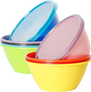Youngever 22 Ounce Plastic Bowls with Lids, Cereal Bowls, Soup Assorted - Picture 1 of 5
