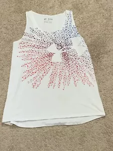 Under Amour Tank Top Gr. Youth XL weiß Sternenmuster Heat Gear Logo Racerback - Bild 1 von 12