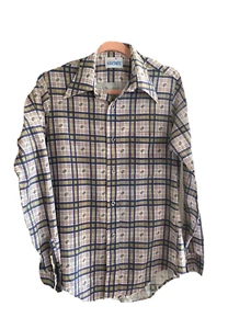 Vintage Kaynee Girl's Blue Plaid Button-Down Shirt Size 18 XL - Picture 1 of 5