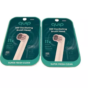 Lot Of 2 Quip 360 Oscillating Brush Head White Soft Toothbrush Replacement 2x2 - Picture 1 of 2