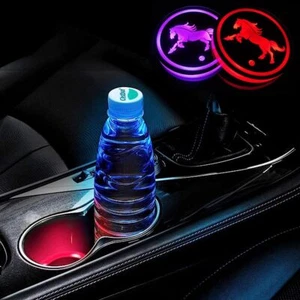2 Pack Universal Car LED Cup Coaster Colorful RGB Drinks Holder Interior Decor - Picture 1 of 7