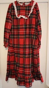 Girls Komar Kids Red Plaid Christmas Nightgown 7/8 Flannel Long Sleeve - Picture 1 of 3