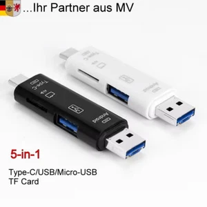 5-in-1 USB 3.0 Typ-C, MicroSD / TF Kartenleser, OTG Adapter iPhone 15 / Android - Bild 1 von 7