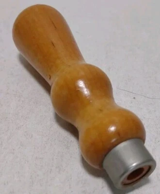 Vintage Wooden File or Chisel Handle 4.75" w/ Metal Ferrule USA Carpenter Tool - Image 1 of 4