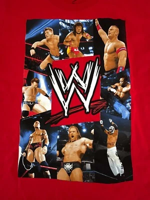 WWE Collage T-Shirt Youth Size 14/16 Red John Cena Kofi Kingston Randy Orton NXT - Image 1 of 4