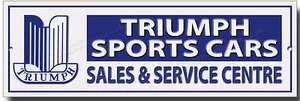 TRIUMPH SPORTS CARS SALES & SERVICE CENTRE METAL SIGN.GARAGE SIGN.CLASSIC CARS. - Picture 1 of 1