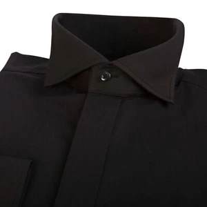 Mens Black Wing Collar Wedding Evening Formal Dress Tuxedo Smart Prom Suit Shirt - Picture 1 of 3