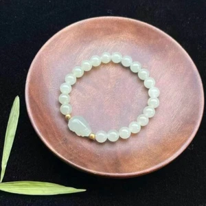Certificate Hetian Jade Bracelets Nephrite Jade 8mm Bead PI Xiu Bracelet Jewelry - Picture 1 of 4