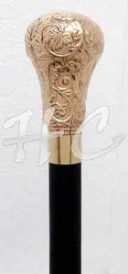 Vintage Antique Victorian Designer Brass Handle Wooden Walking Stick Cane Style - Picture 1 of 8