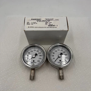 TWO ASHCROFT 25-1009-SW-02L-300#-XLJ INDUSTRIAL DURALIFE GAUGES 2.5" 0-300 PSI - Picture 1 of 12