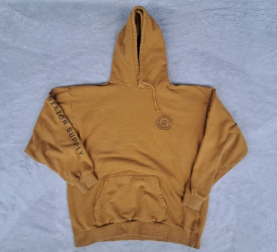 Brixton Hoodie Mens Large Pullover Long Sleeve Mustard Yellow Logo Sweatshirt - Image 1 of 4