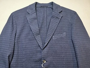 LARDINI Mens Size IT 54/UK 44 Cotton Textured Blazer NEW Blue Pockets Made Italy - Picture 1 of 21