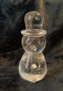 Vintage Clear Snowman Handblown Glass w/Controlled Bubble Pattern.. MUST SEE! - Picture 1 of 4