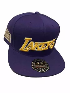 Mitchell & Ness Los Angeles Lakers Purple Hardwood Classics Fitted Hat 7 5/8 - Picture 1 of 6