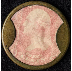 1862 Ayer's kathartische Pillen lange Pfeile 3 ¢ ummantelte Briefmarke Washington vz - Bild 1 von 2
