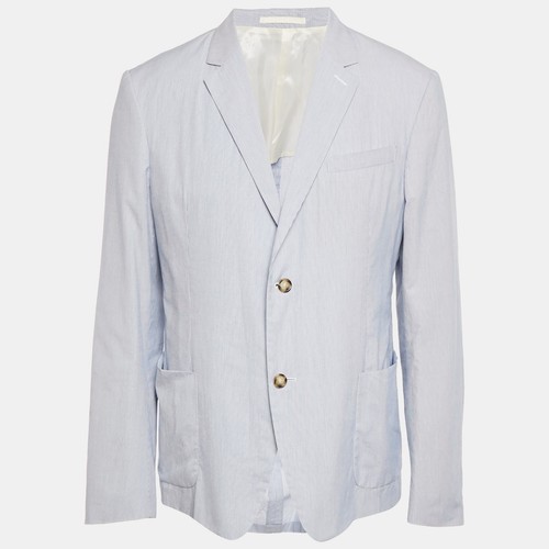 Blazer monopetto Prada blu a righe in cotone XXL