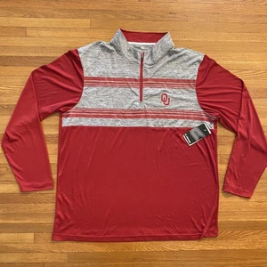 Pullover Oklahoma Sooners para Hombres XXL Rojo Gris NCAA Fútbol Universitario Cuarto Cremallera - Imagen 1 de 11
