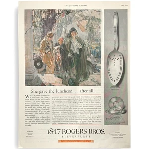 Anuncio impreso vintage plateado Rogers 1925 patrón embajador de 1847 - Imagen 1 de 1