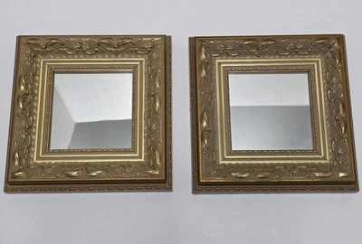 Set of 2 Vintage HOME INTERIORS Wooden Accent Mirrors 7" x 7" - Image 1 of 4