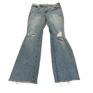 SEVEN7 Slim Flare Jeans Distressed Ripped Raw Hem Denim Blau Größe 10 - Bild 1 von 13