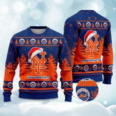 2025 Mets Snowflakes Christmas Ugly Sweater - Christmas Gift For Men, Women - Image 1 of 4
