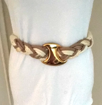 Cinturón de mujer con cordón trenzado crema/bronceado cintura elástica 29/32 Foto 1 de 4