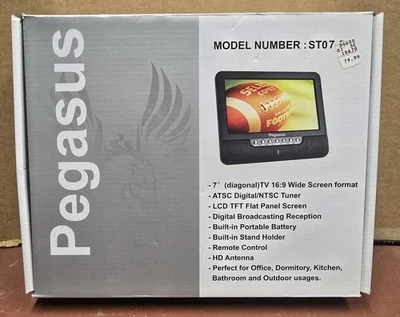 Pegasus LCD TFT 7" Flat Panel Screen  16:9 Wide Portable - New Open Box - Image 1 of 4