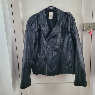 Topshop Topman Genuine Leather Biker Jacket Size Mens XL - Image 1 of 4