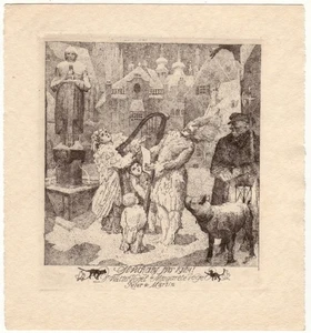 FERDINAND STAEGER: Neujahrsgraphik P. F. 1924 für Fam. Vogel - Picture 1 of 1