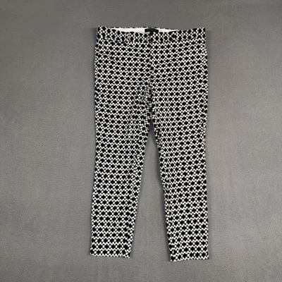 Banana Republic Pants Women’s 14 Black White Sloan Crop Geometric Viscose Blend - Image 1 of 4