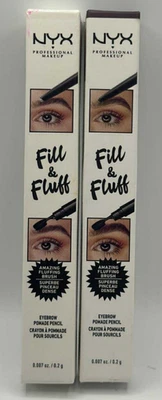 2PK NYX Fill & Fluff Eyebrow Pomade Pencil ~ Brunette & Clear ~ 0.007 OZ EA~READ - Image 1 of 4