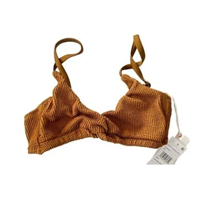 NWT Good American Crinkle Always Fit Twist Bronze Brown Top Sz 1 - Picture 1 of 6