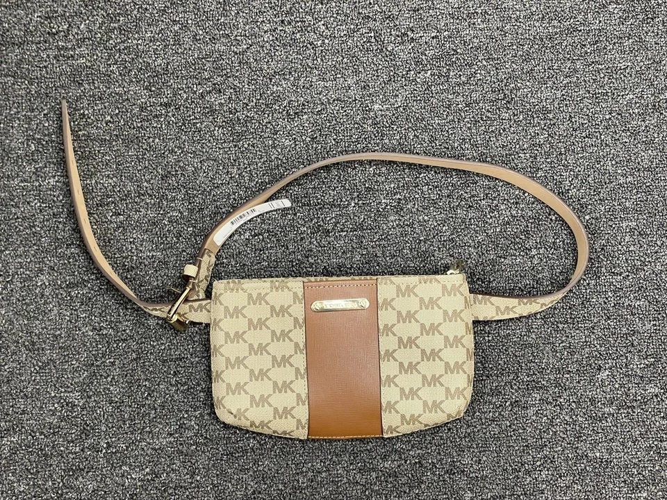 Michael Kors Brown Fanny Pack Belt Pouch Bag S/m MK Logo 556137 Top ZIPPER