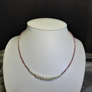 collier de perles de culture naturelle pierre précieuse tourmaline rose facetté