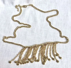 Goldtone Metal Dangler Statement Necklace Adjustable Clasp - Picture 1 of 2