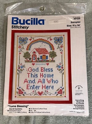 De Colección Bucilla Needlecraft Estampado Punto de Cruz Kit 49139 Hogar Bendición Nuevo Antiguo Foto 1 de 2