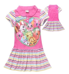 SHOPKINS Girl Dress Cotton Summer Short Sleeves Birthday Dresses Size 1-7 Years - Picture 1 of 20