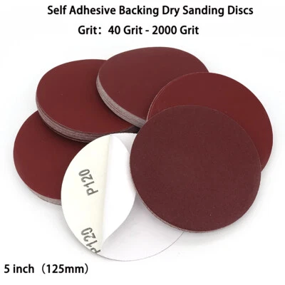 40-2000 Grit 5 in Sanding Disc Aluminum Oxide Adhesive Self Stick Sander Pad Red - Image 1 of 4