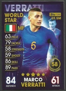 TOPPS MATCH ATTAX 101-2019-20- #135-WORLD STAR-ITALY-MARCO VERRATTI - Picture 1 of 1