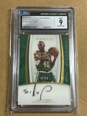 2016-17 Panini Immaculate Shawn Kemp autógrafo histórico 40/99 JSY# CGC 9 Foto 1 de 2