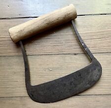 AAFA Antique Signed “WH” Food Chopper, Wrought Iron Blade, Hickory Handle, 1840s