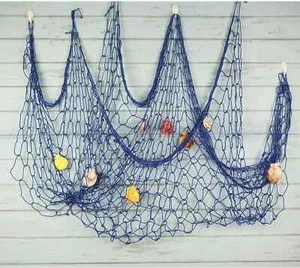 Bilipala Mediterranean Fishing Net Decoration, Fish Netting with Seashell Decor, - Picture 1 of 4