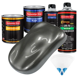 Dark Charcoal Metallic Quart URETHANE BASECOAT CLEARCOAT Car Auto Body Paint Kit - Picture 1 of 5