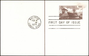 Canal Zone - 1974 - 8 Cents Brown Ship In Lock Postal Card UX19 First Day Cancel